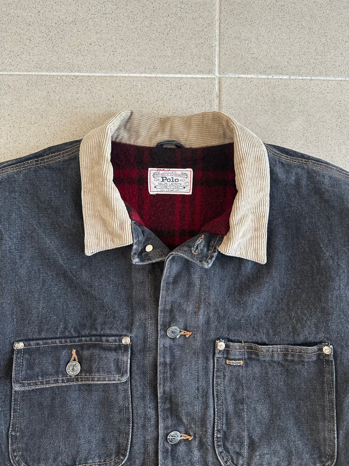 90s 빈티지 폴로 덩가리 자켓 블랙 L 상품이미지3