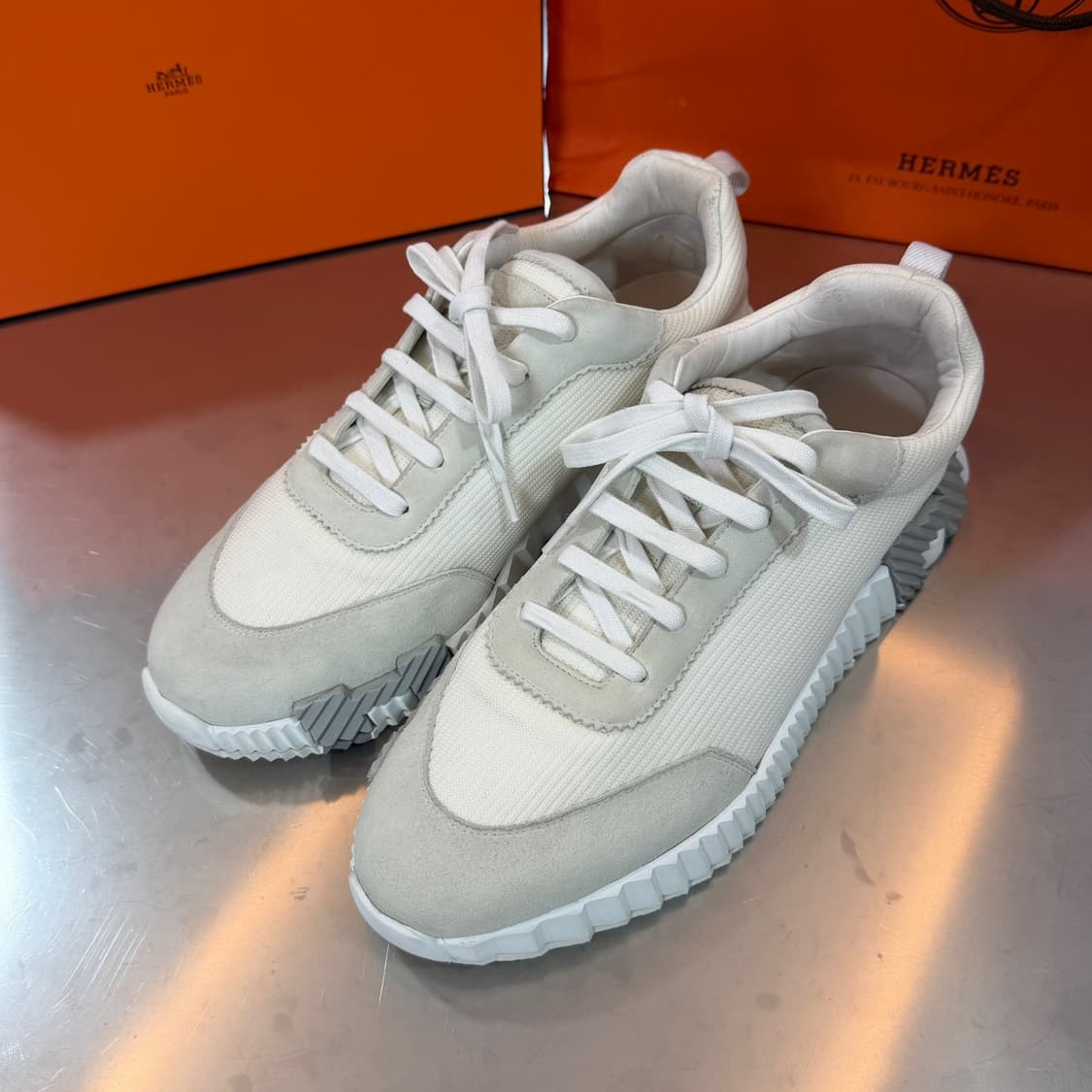 [리오브] 에르메스 바운싱 그레이 메쉬 스웨이드 스니커즈 상품이미지2