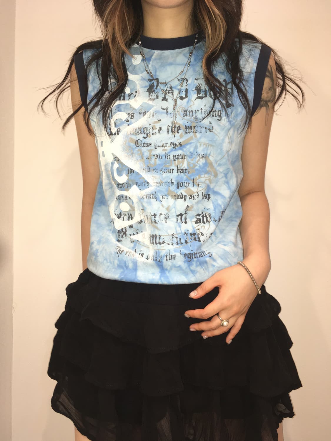 빈티지 y2k 프린팅 슬리브리스 상품이미지3