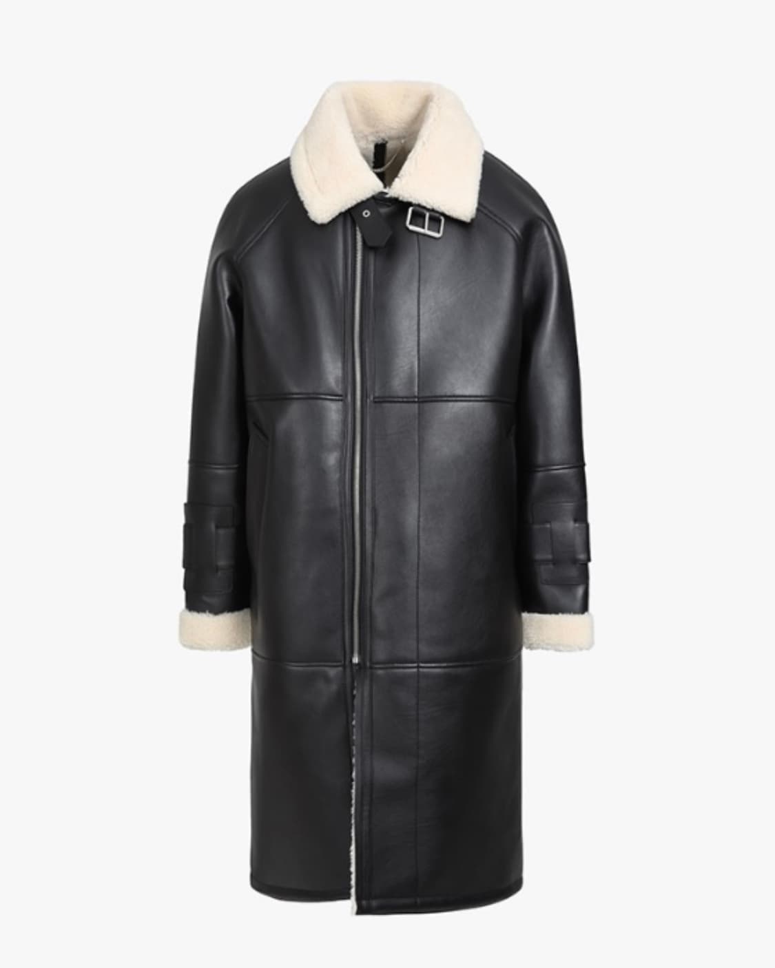 [105] 21FW 지오송지오 블랙 무스탕 소가죽 레더 코트 D406 상품이미지3