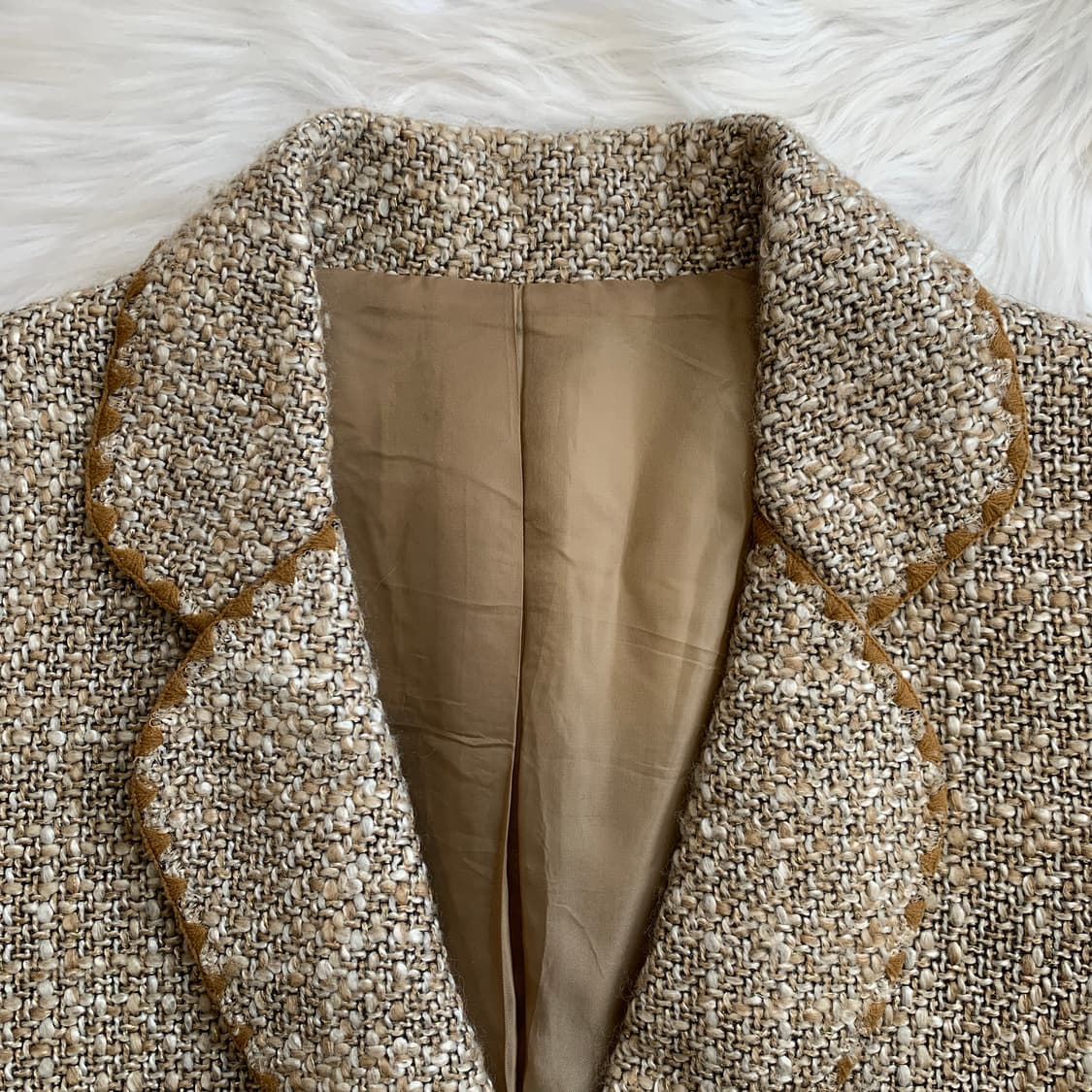 일본 빈티지 트위드 패턴 쓰리버튼 자켓 1683 상품이미지4