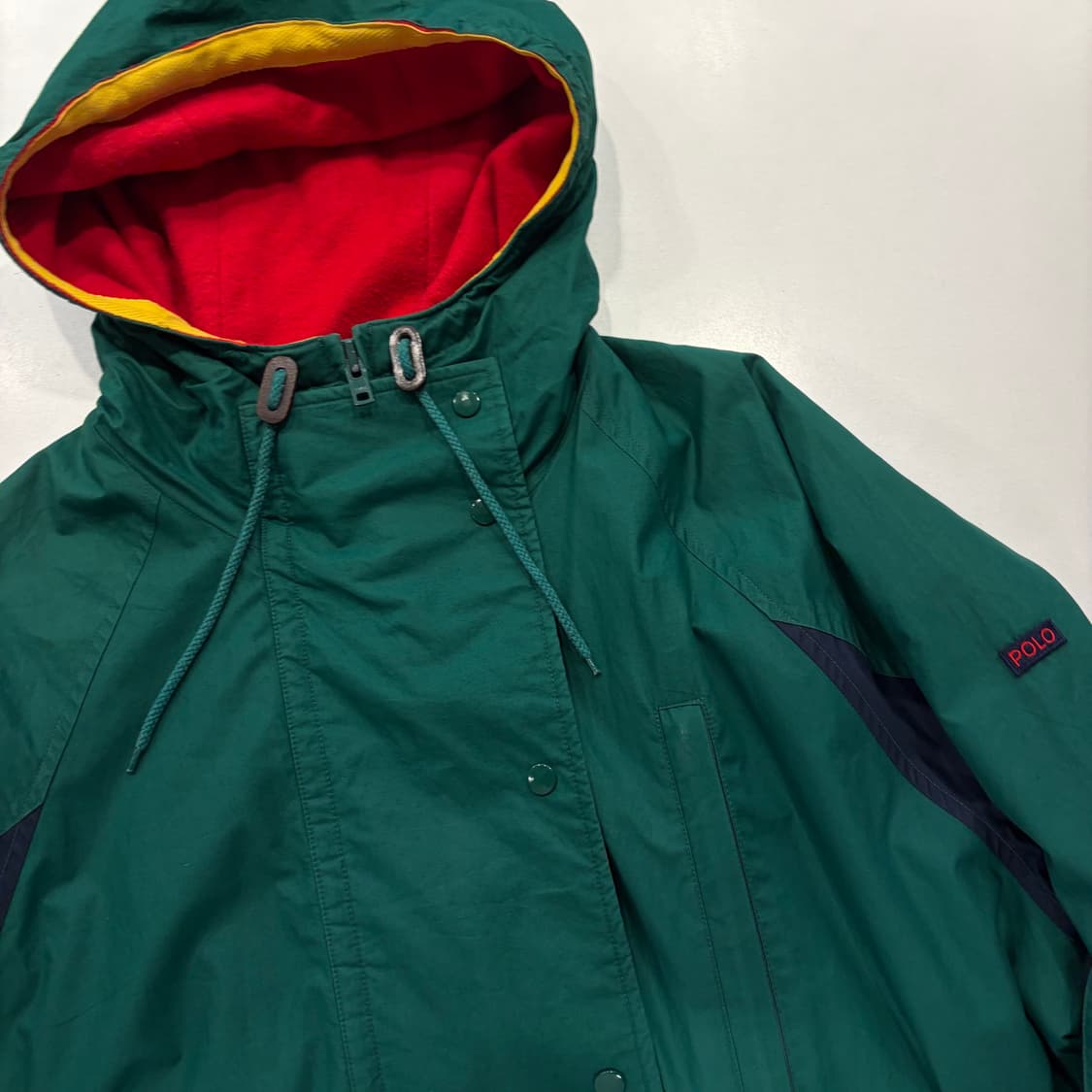 [S] 90s 폴로 마운틴 파카 그린 후드 기모 바람막이 자켓 D938 상품이미지3