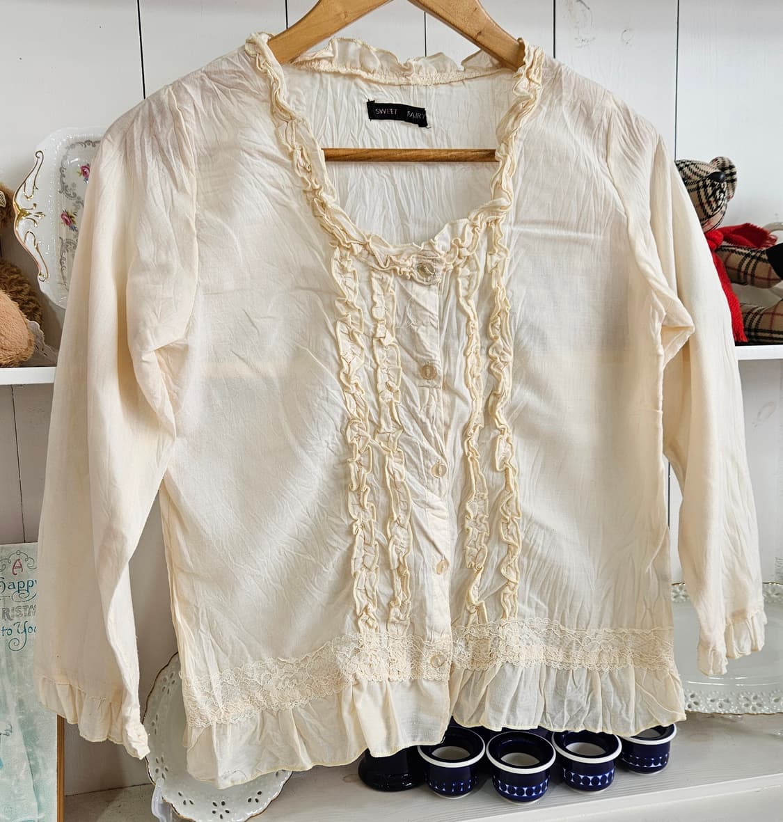 크림 레이스 프릴 블라우스 상품이미지2