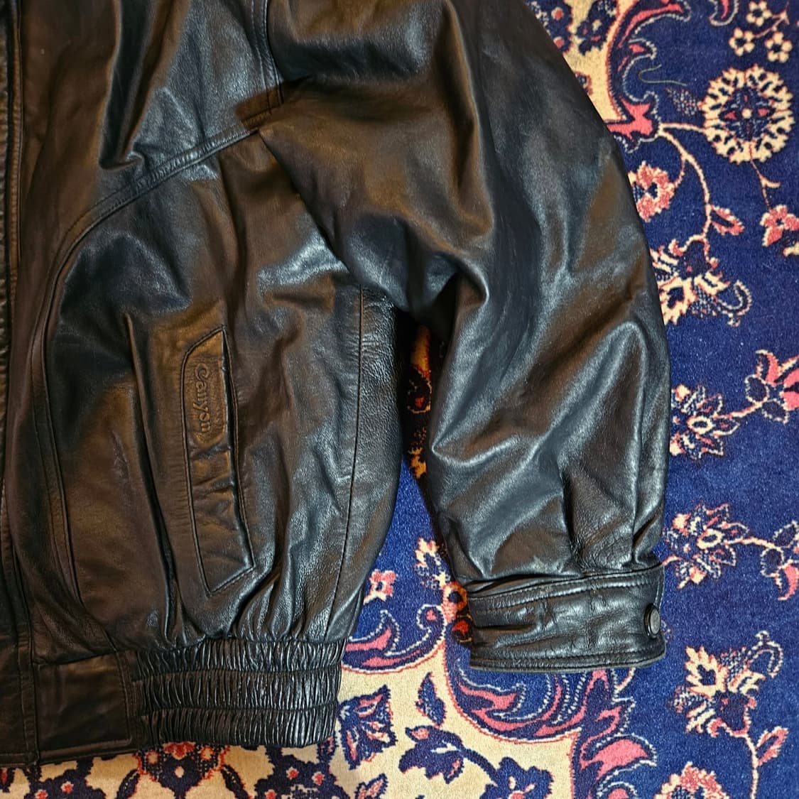 Vintage 양가죽 포켓 Canyon 자수 가죽 퍼 봄버자켓 상품이미지5