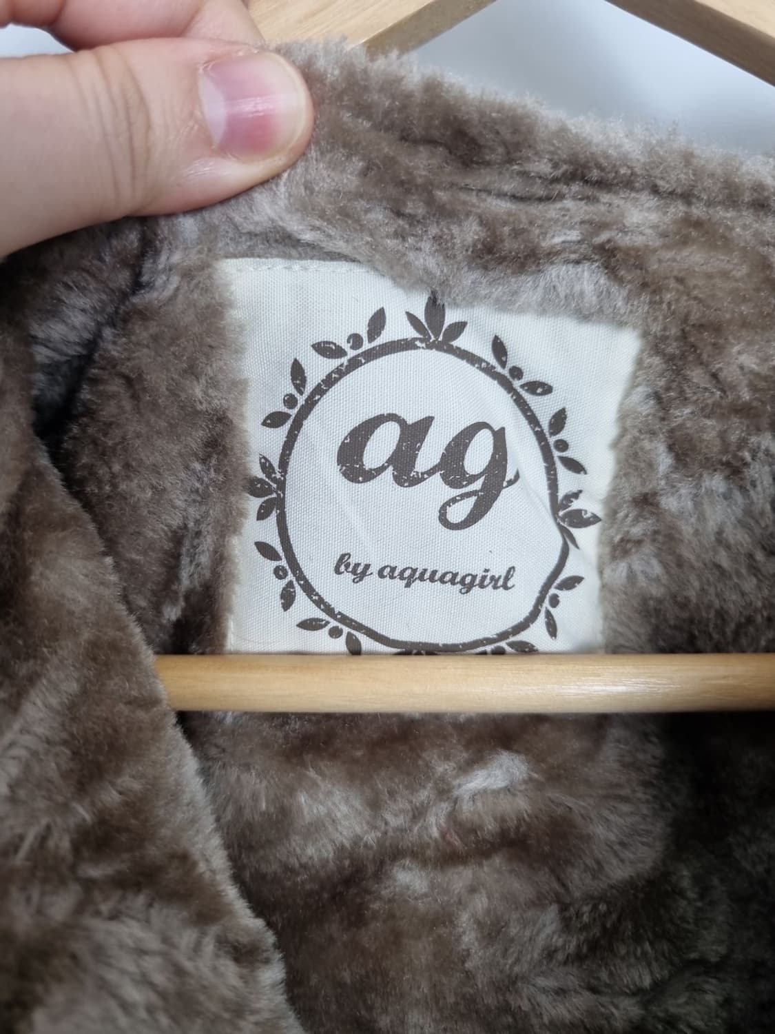 AQUAGIRL 베이지 스웨이드 후드 털 코트 상품이미지7