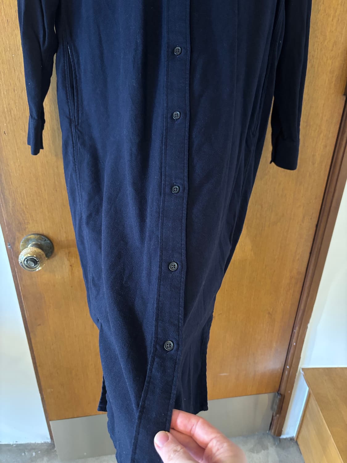 무인양품 셔츠형 롱 원피스 XS-S 네이비 상품이미지5