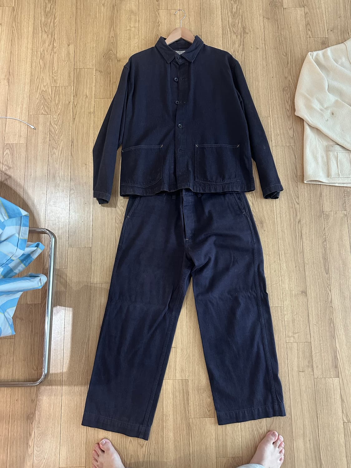 급처)타임원클로딩 퍼플 커버올 셋업 레어 44/36 상품이미지1