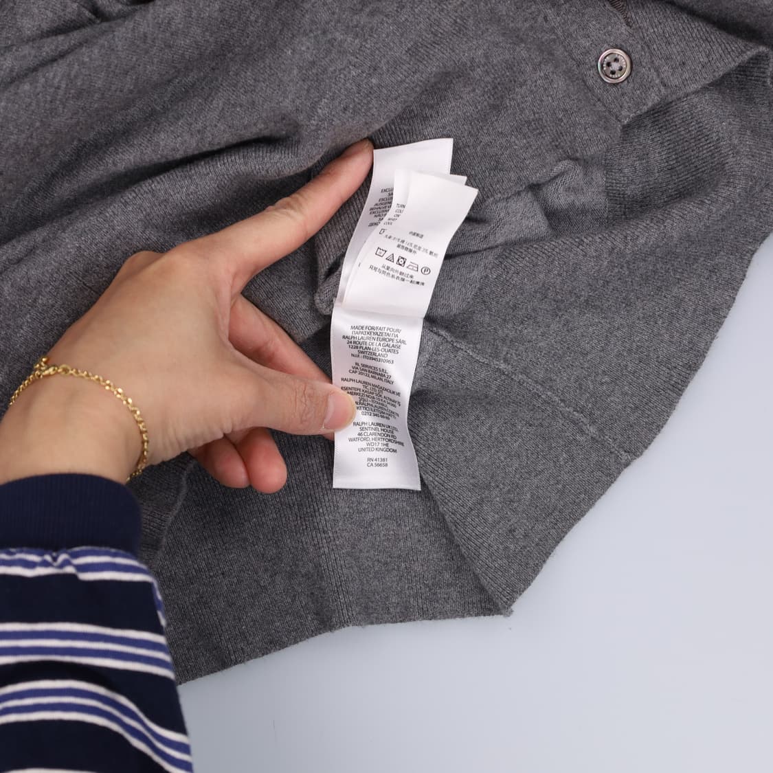 M 폴로 그레이 코튼 가디건 0410H1 상품이미지5