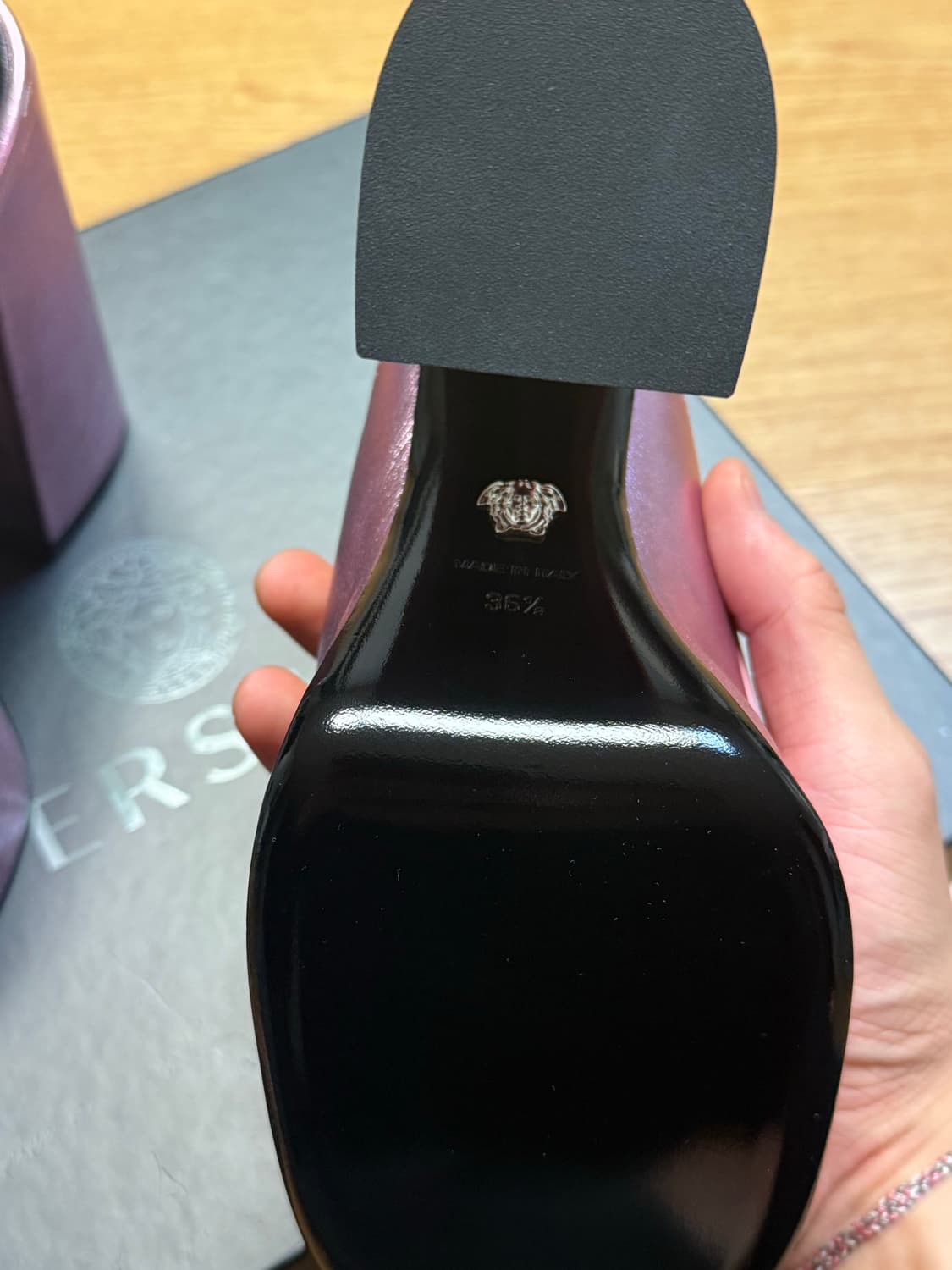 베르사체 메두사 95 metallic 핑크 플랫폼 뮬 상품이미지4