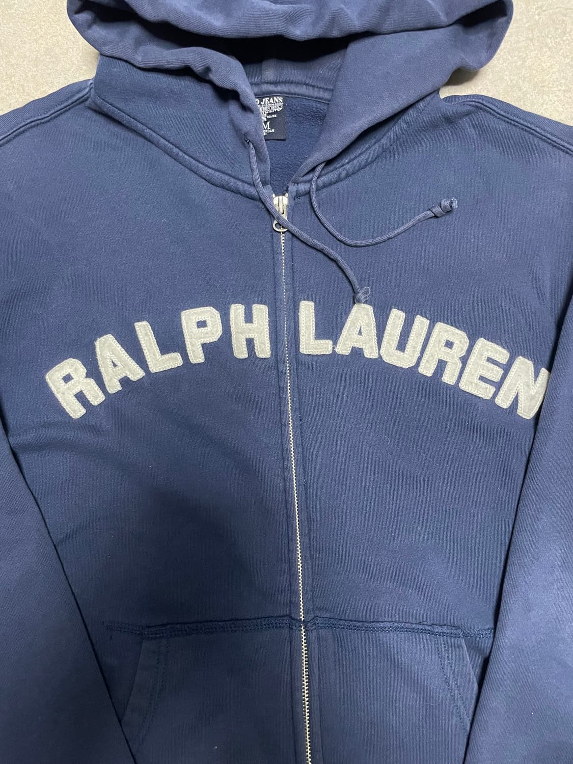 빈티지 폴로 랄프로렌 스펠아웃 아치로고 후드집업 네이비 상품이미지3
