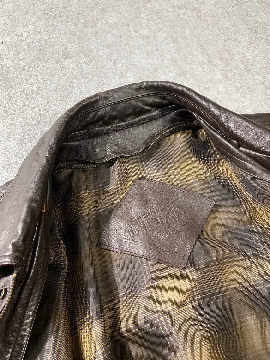 [100] 90s INDIAN 브라운 양가죽 레더 봄버자켓 상품이미지8