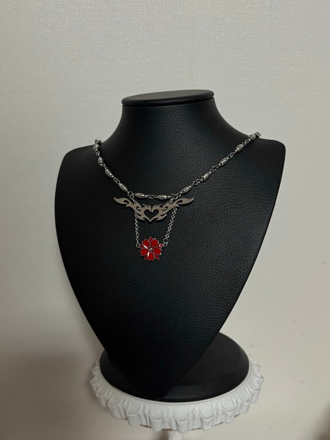 하트 트라이벌 레드 동백꽃 오리엔탈 목걸이 상품이미지4