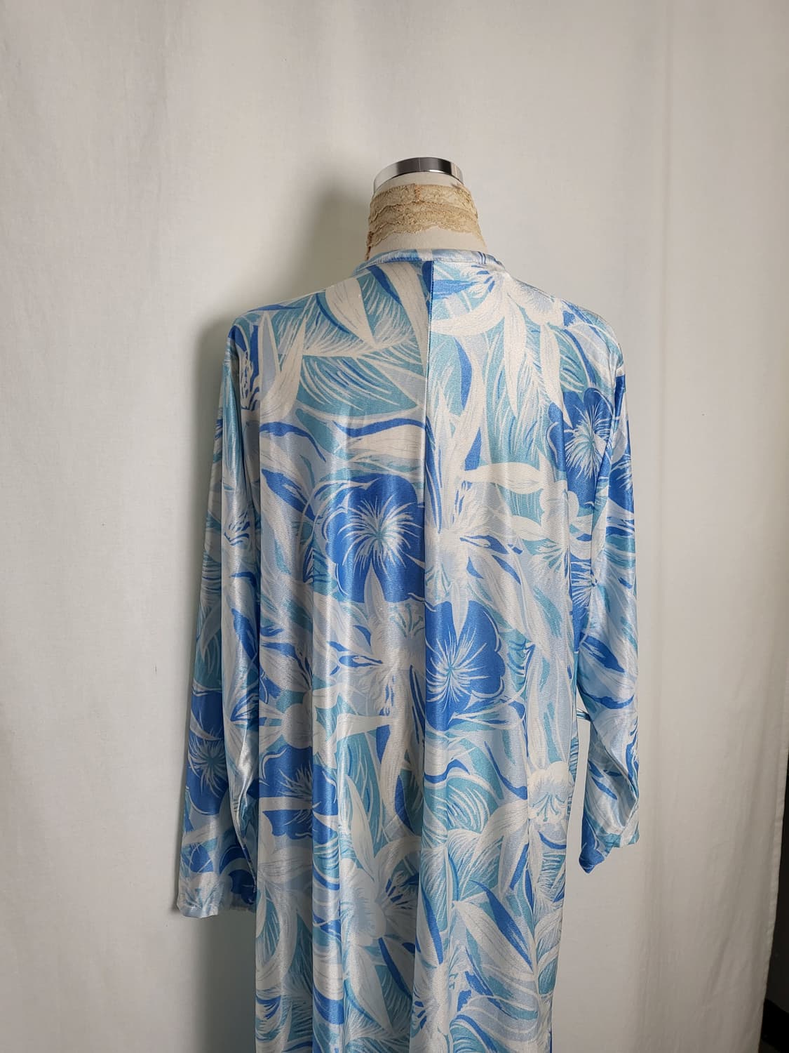 빈티지 아쿠아 슬립 롱 로브 가운 상품이미지7