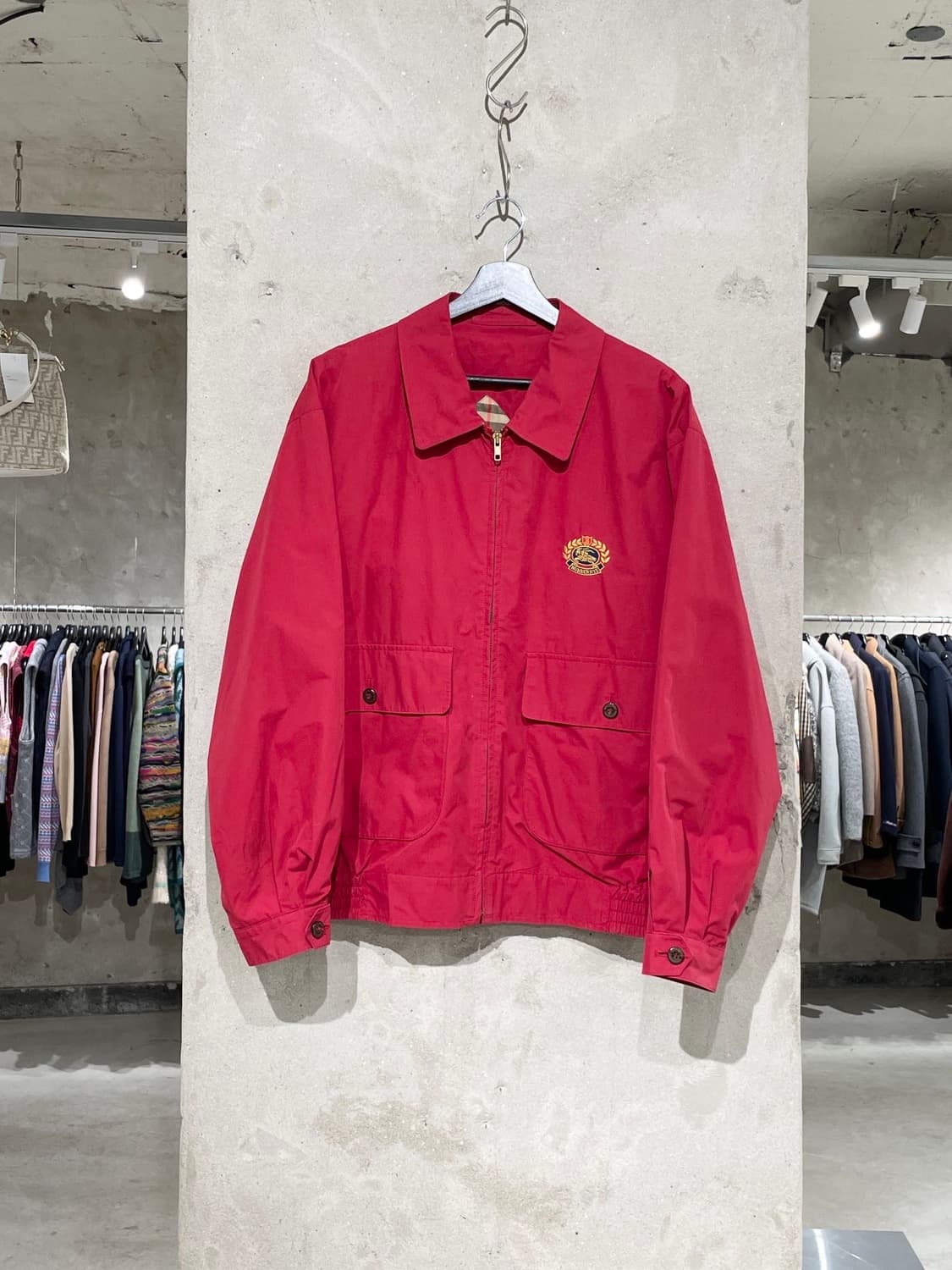 버버리 레드 월계수 로고 코튼 집업 자켓 상품이미지1