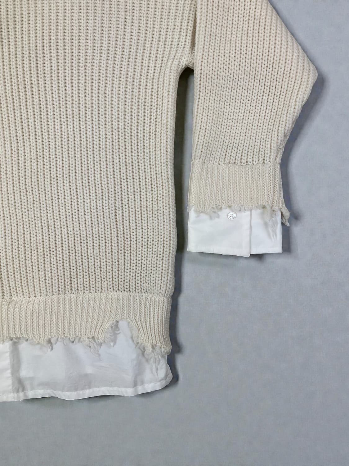 MM6 마르지엘라 디스트레스 셔츠 레이어드 니트 스웨터 아이보리 XS 상품이미지4