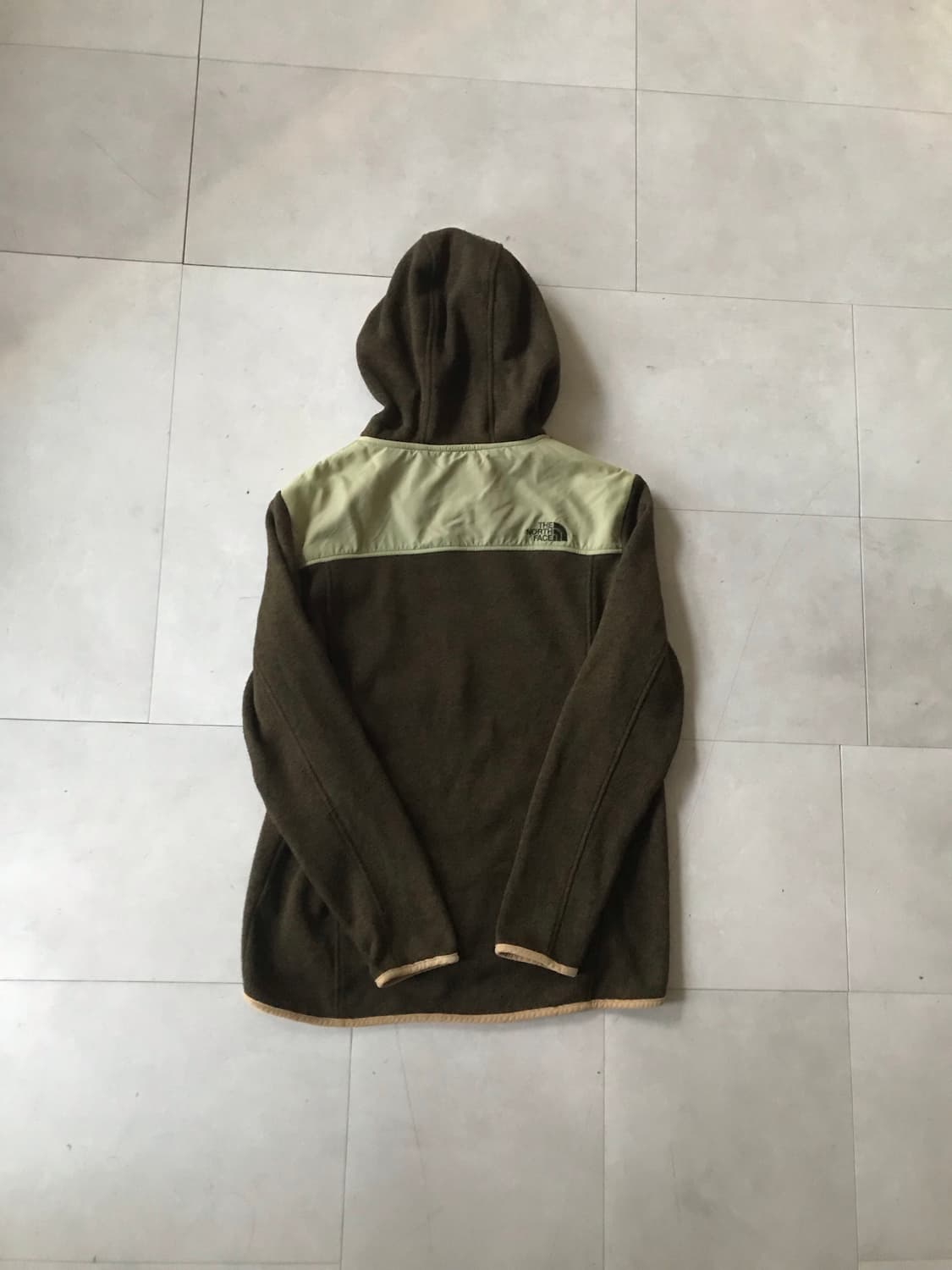 노페 카키브라운 체크후드 후리스 상품이미지7