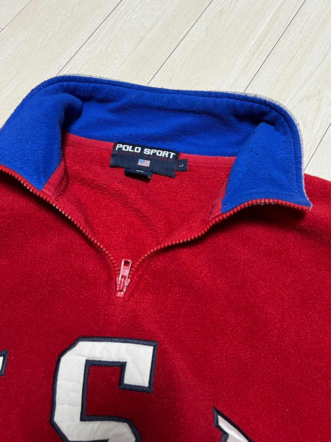 90s폴로 스포츠 USA 후리스 하프집업 레드 L사이즈 상품이미지6