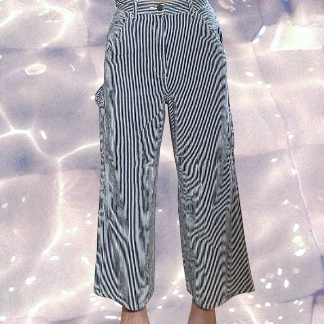 GU 히코리 스트라이프 블루 카펜터 와이드 팬츠  상품이미지3