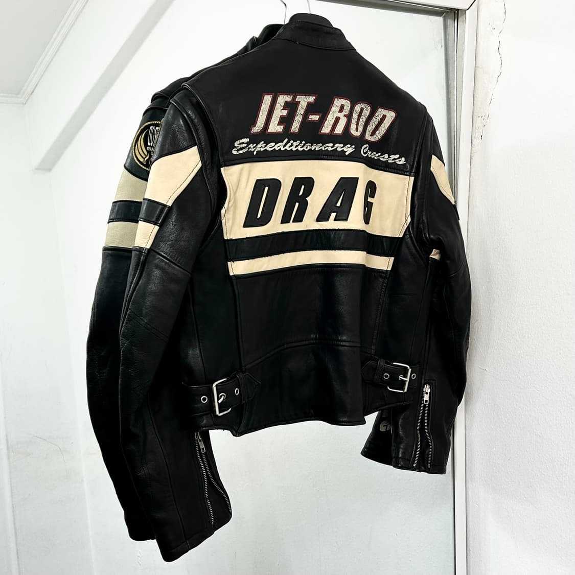 야마하 Jet-Rod 소가죽 크롭 레이싱 자켓 상품이미지6