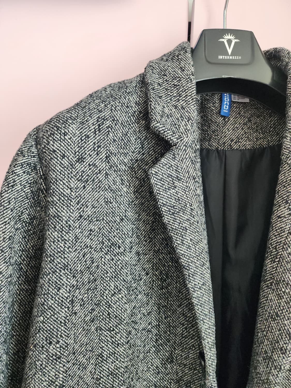 H&M 에이치엔엠 울혼방 헤링본 롱코트 팜. M(100~103)사이즈 상품이미지3