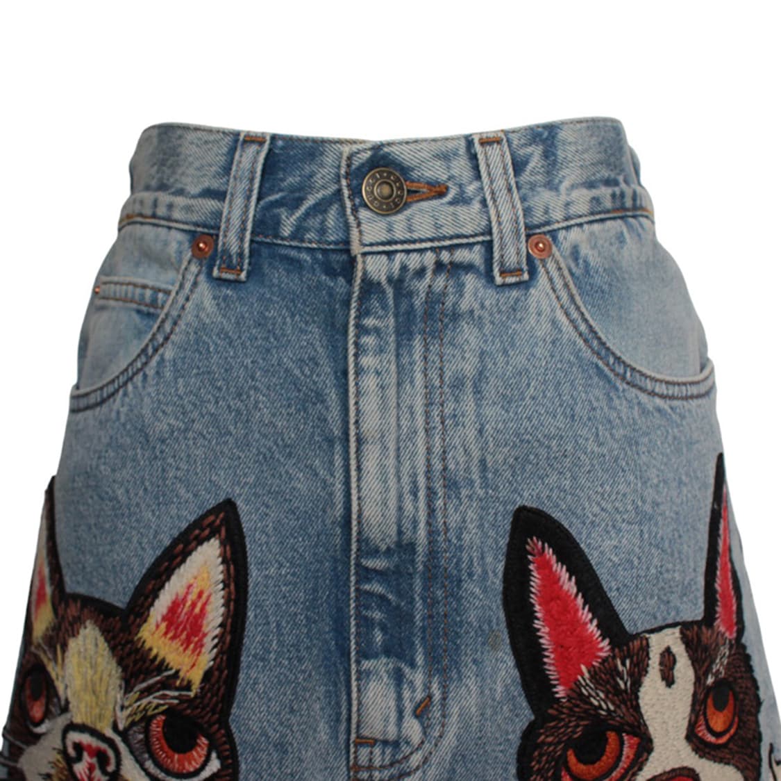 구찌 자수 데님 미니스커트 55 상품이미지4