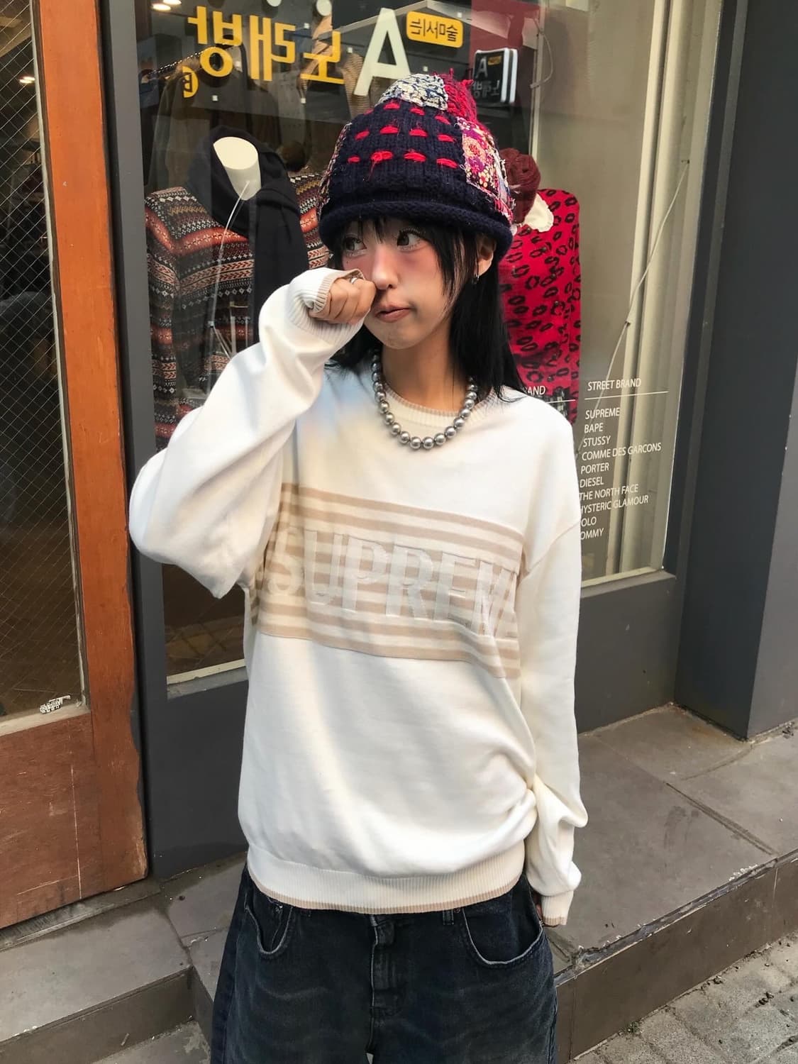 Supreme Chest Stripe Logo Crewneck 상품이미지2