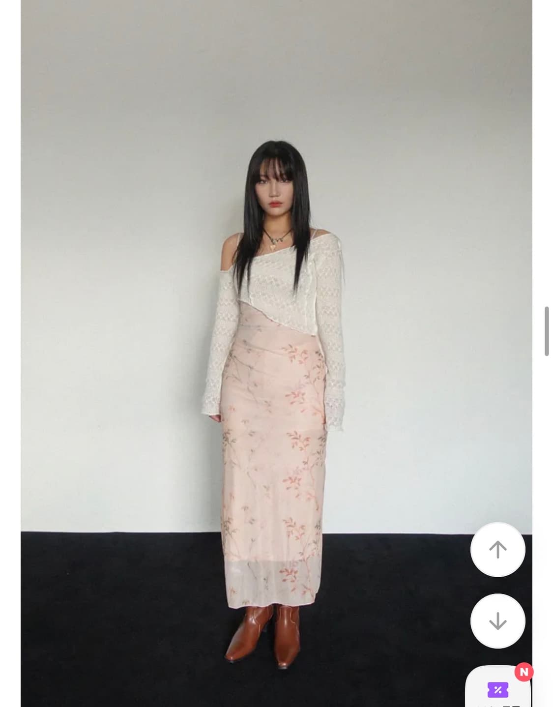 블라썸 플라워 메쉬 셔링 원피스 드레스 상품이미지6