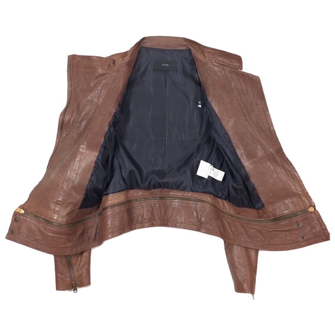 시스템 빈티지 브라운 하이넥 양가죽 자켓 상품이미지5
