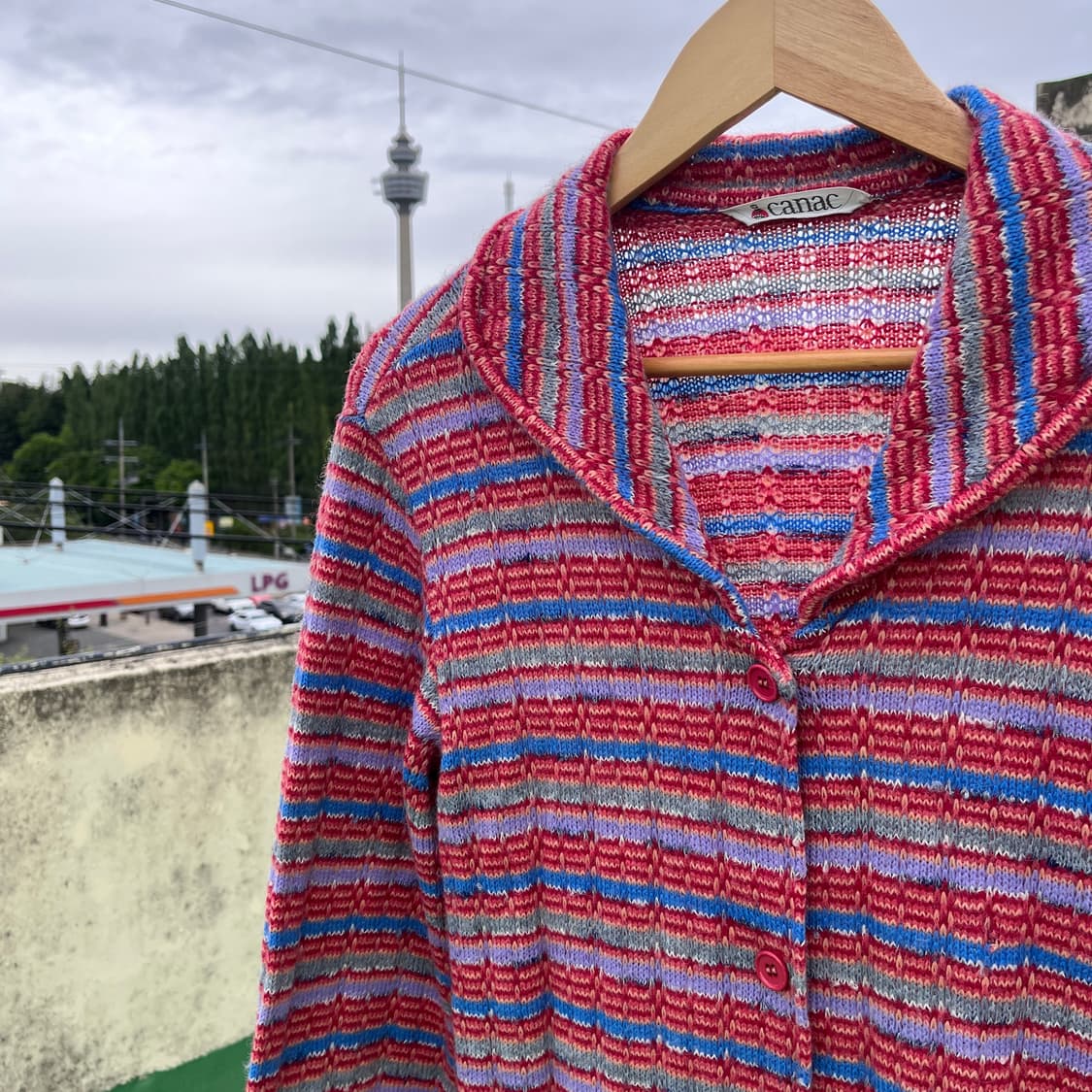 Multicolor Striped shawl collar cardigan 상품이미지2