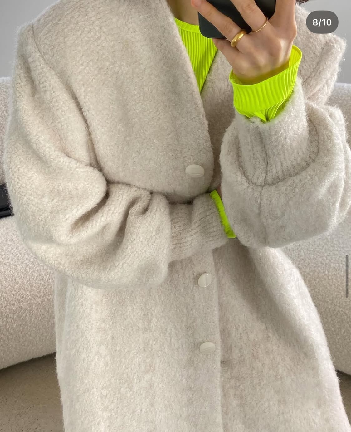 드래곤블루스 텍스처드 노카라 니트코트 상품이미지6