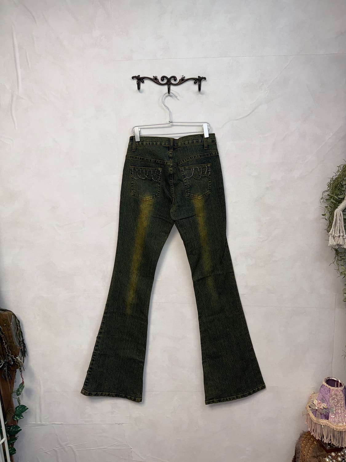 Washing green denim fairy beads 부츠컷팬츠 상품이미지4