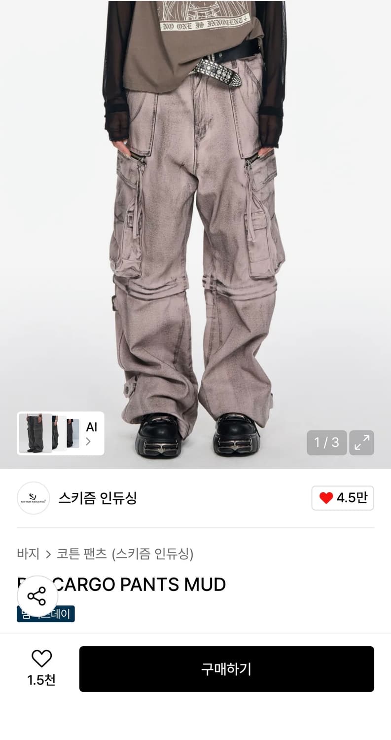 스키즘 인듀싱 BIG CARGO PANTS MUD 상품이미지1