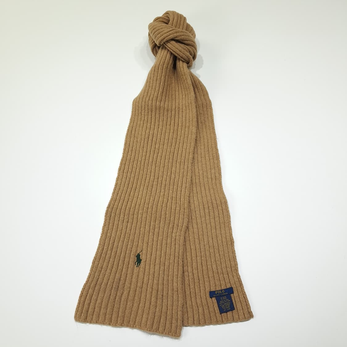 MX644 폴로 00s 램스울 카멜 브라운 리브드 머플러 목도리 상품이미지2