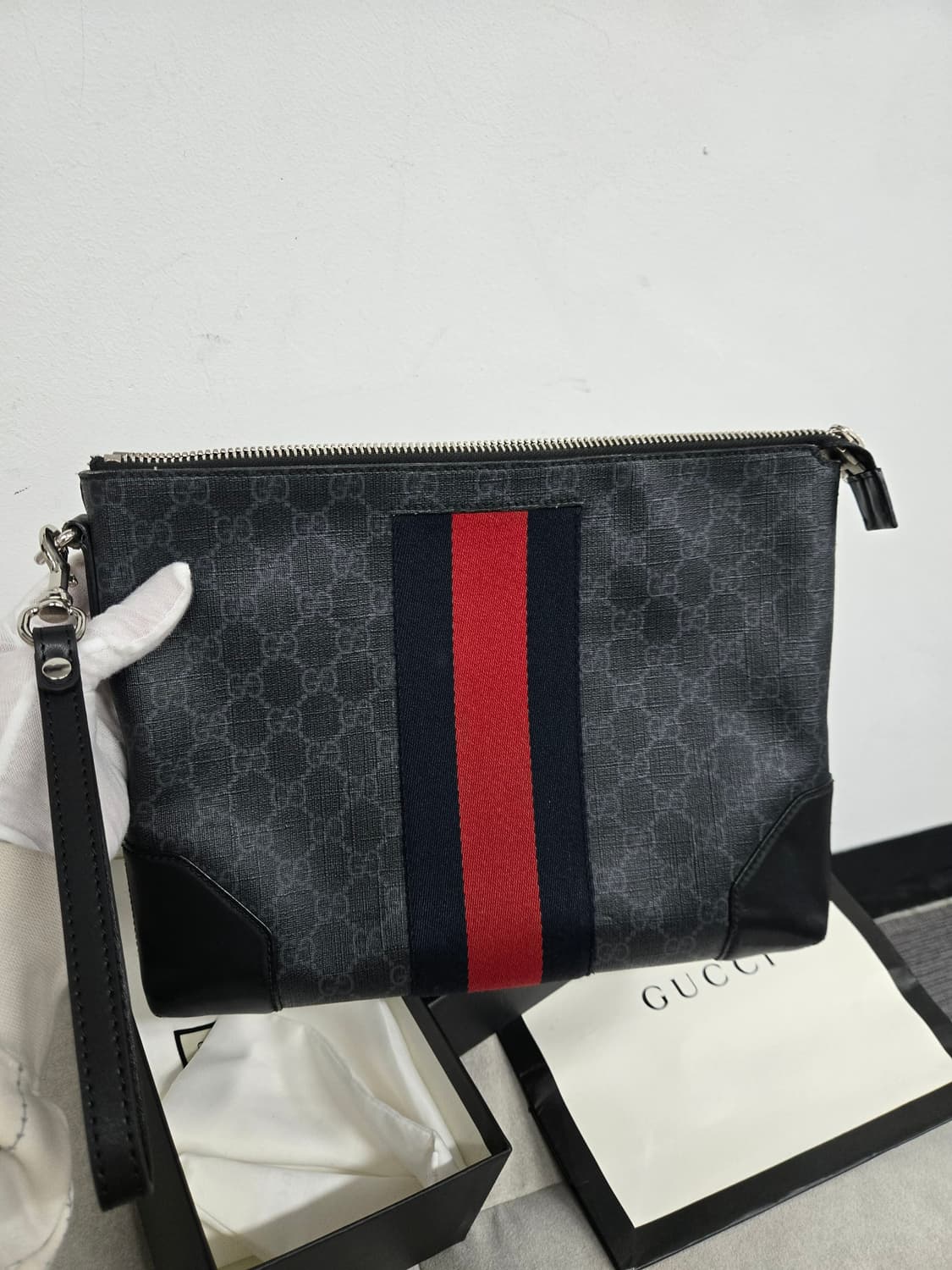 [보증서 정품] 구찌 웹삼선 클러치백 상품이미지1