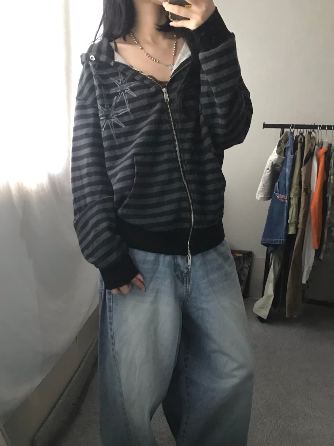 스트라이프 투웨이 후드집업 상품이미지5