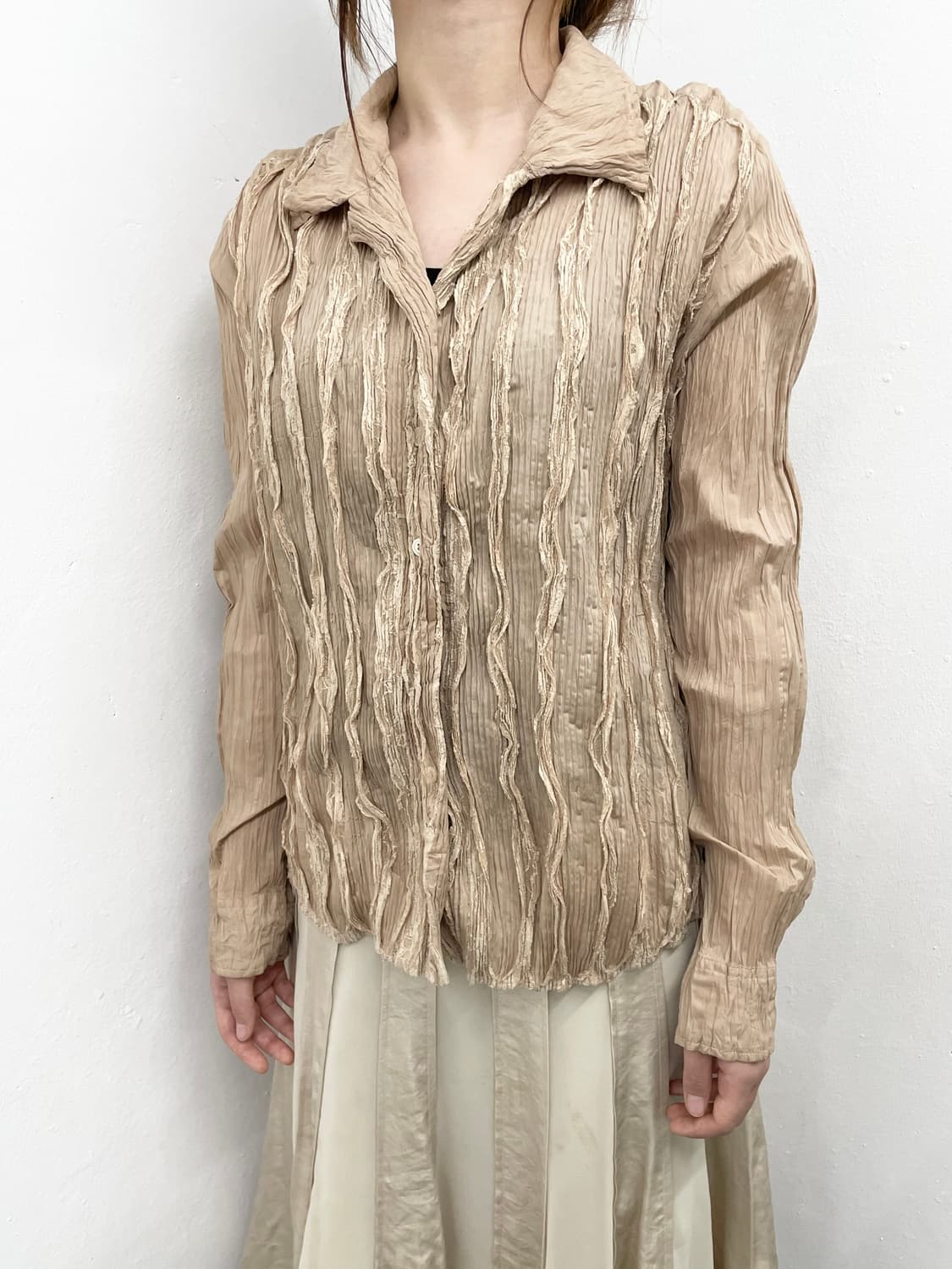 이세이미야케 플리츠 레이스 블라우스 *레어 상품이미지4