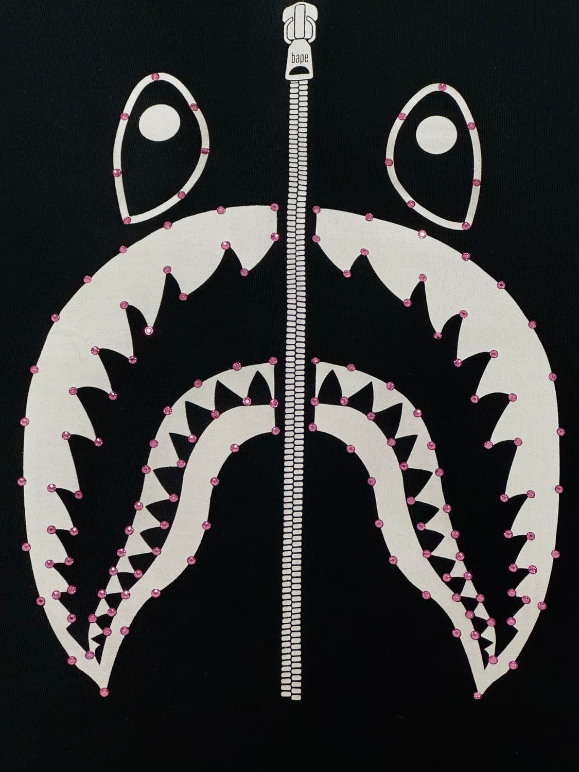 베이프 샤크 크리스탈 핑크 스톤 반팔(택o) 상품이미지1