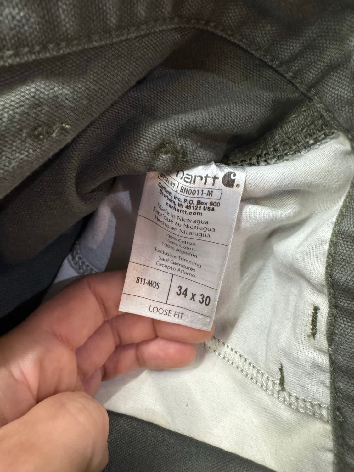 칼하트 B11 MOS 싱글니 워크팬츠 상품이미지5