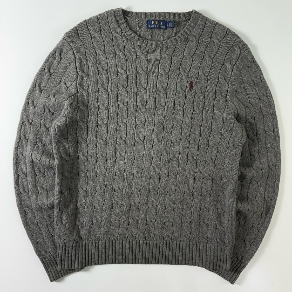 Polo  폴로 랄프로렌 자수 코튼 그레이 꽈배기 니트  상품이미지1