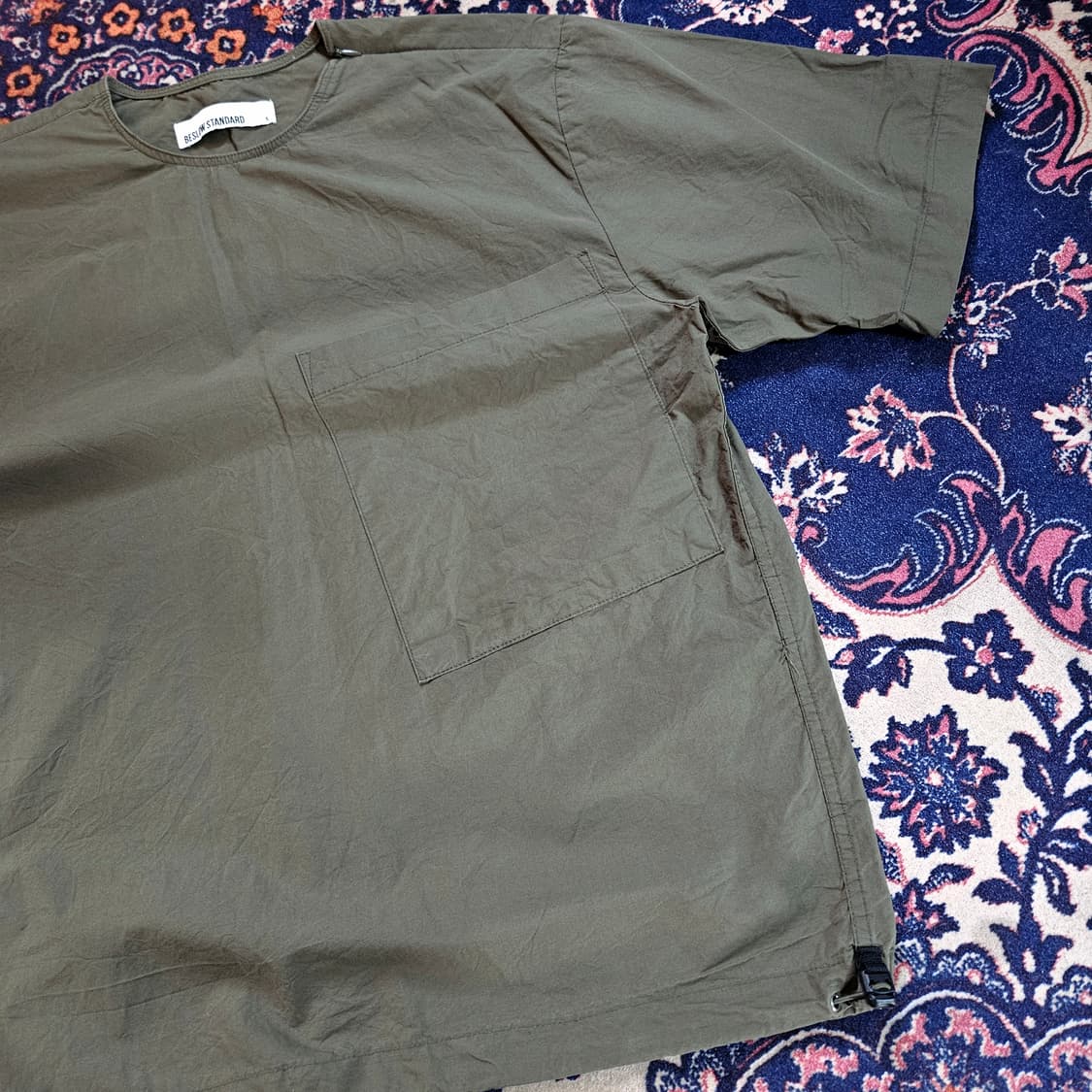 비슬로우 20ss 카키 스트링 빅포켓 바스락 루즈핏 반팔 상품이미지2