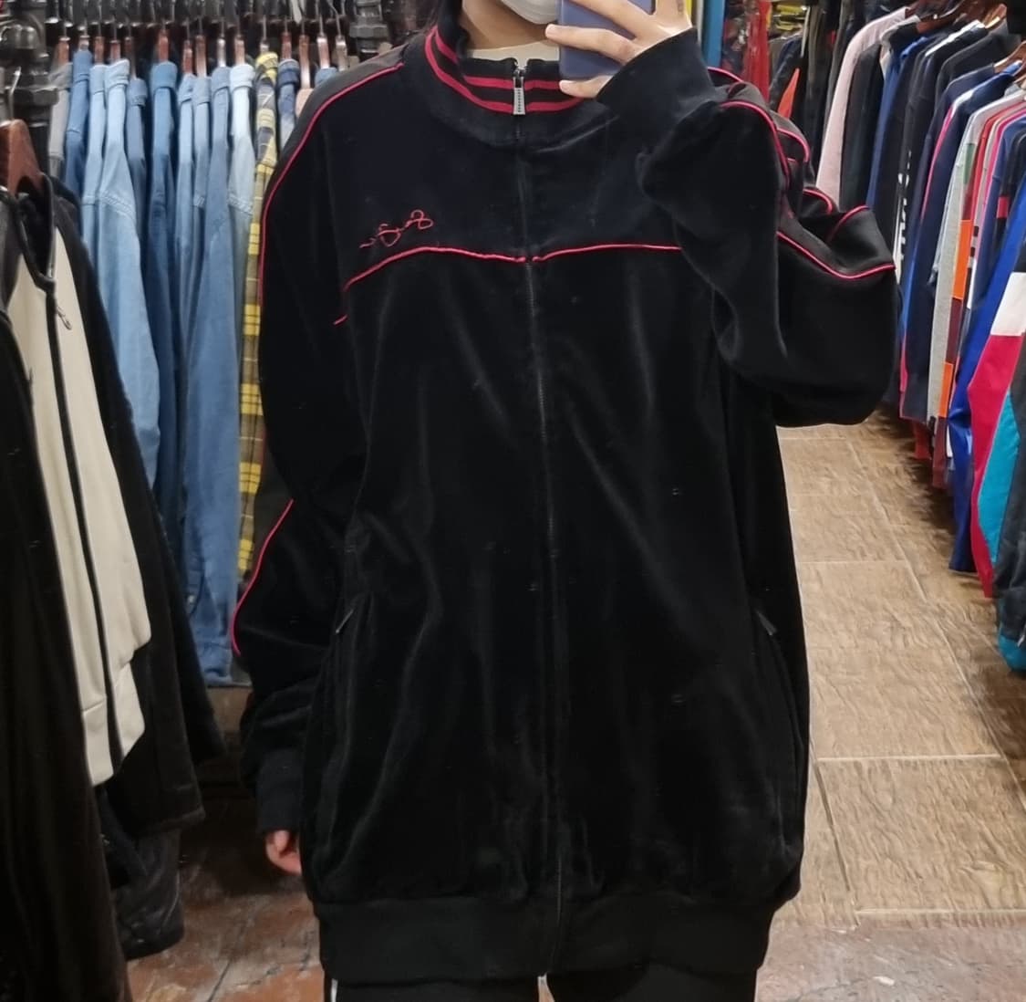 [Hi] vtg 빈티지 벨로아 벨벳 져지 블랙 상품이미지2