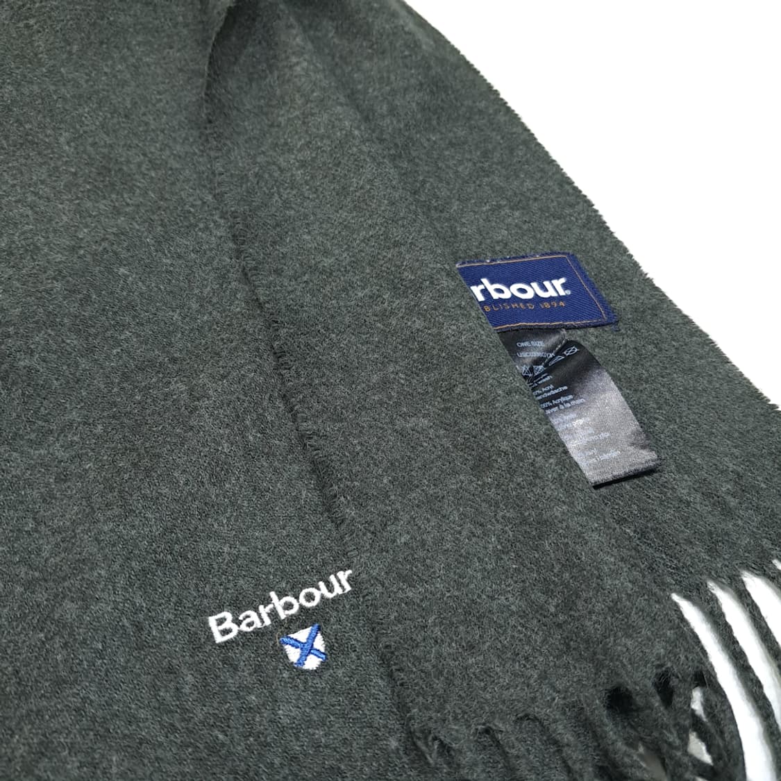 MX474 바버 아크릴 자수 로고 다크그레이 머플러 목도리 상품이미지6