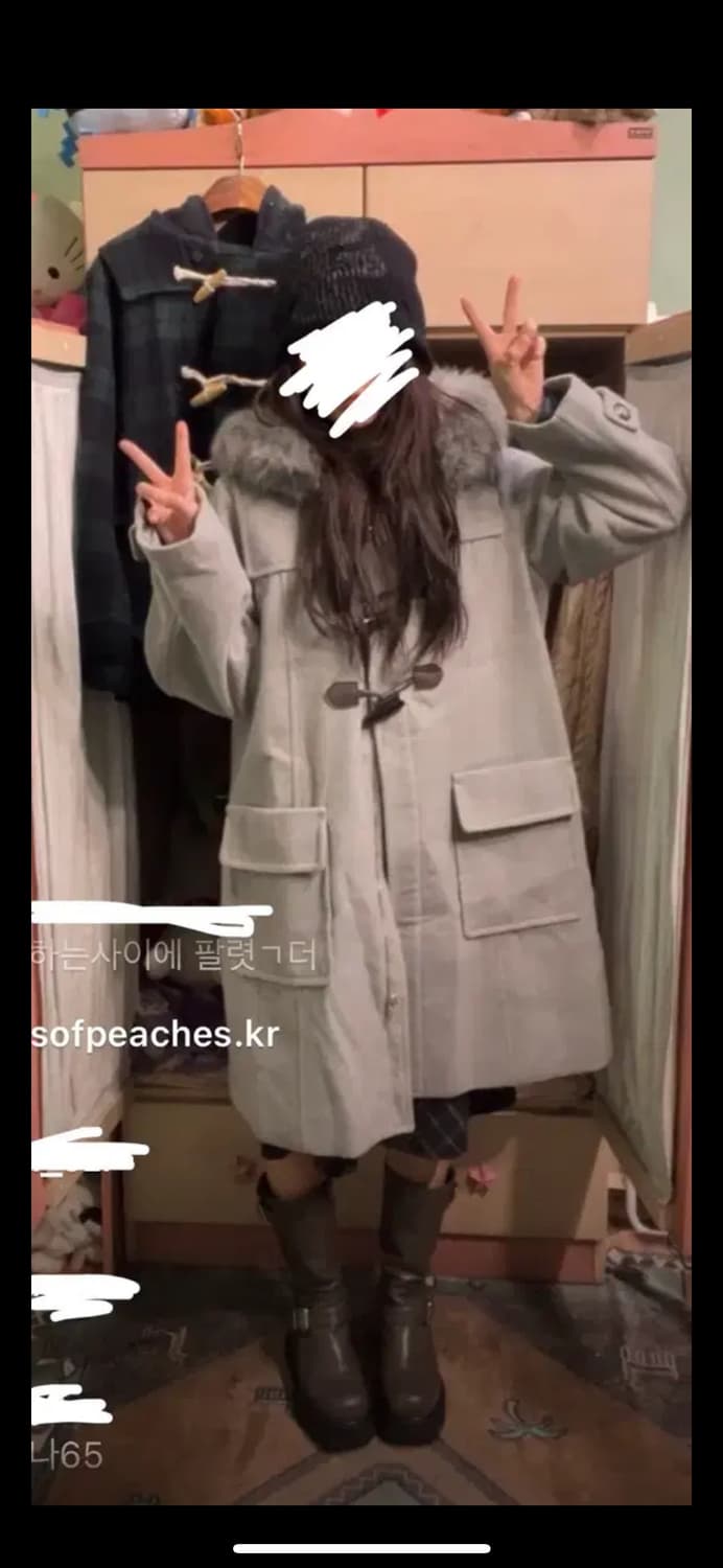 카모메산장 빈티지 그레이 떡볶이코트 더플코트 상품이미지2