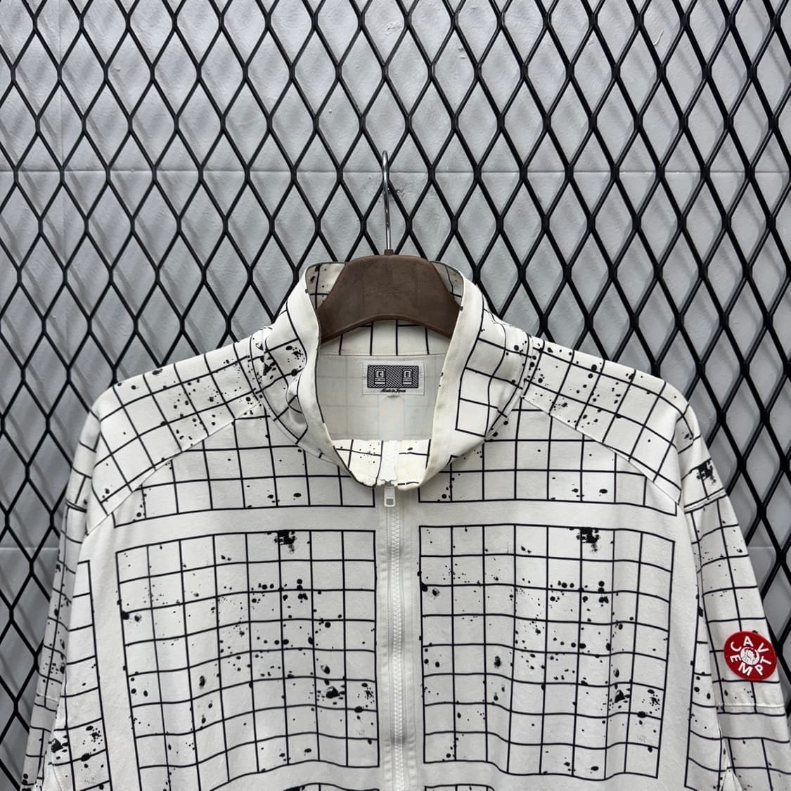 22S/S 카브엠트 나일론 블루종 그리드 패턴 디테일 화이트 상품이미지3