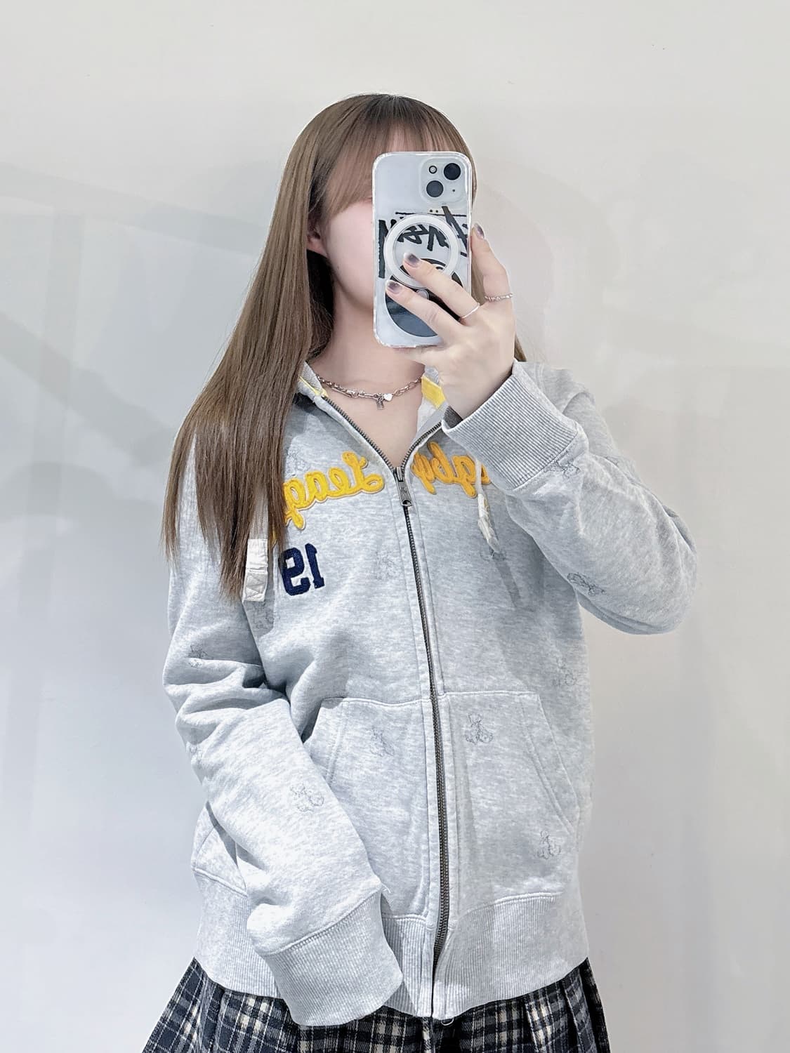 티니위니 그레이 빅로고 후드집업 상품이미지1