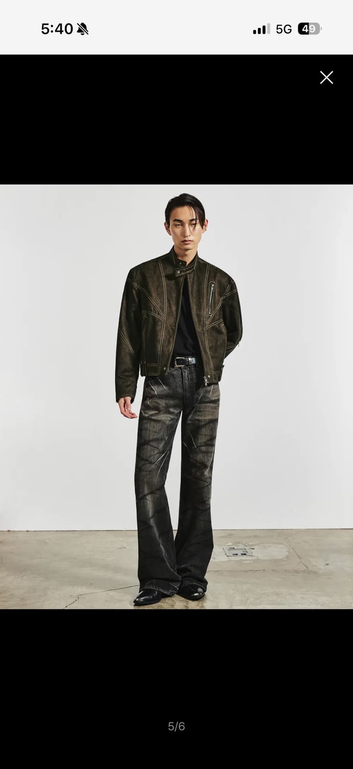 엘무드 헌팅 바이커 자켓 베어스킨 48사이즈 상품이미지1