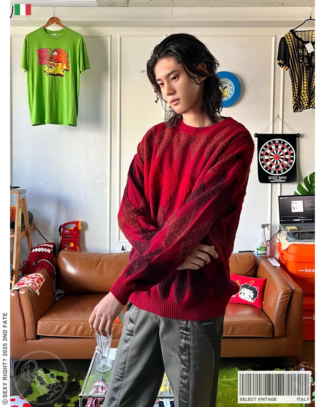 Italian Mohair Old Argyle Knit Sweater 상품이미지1