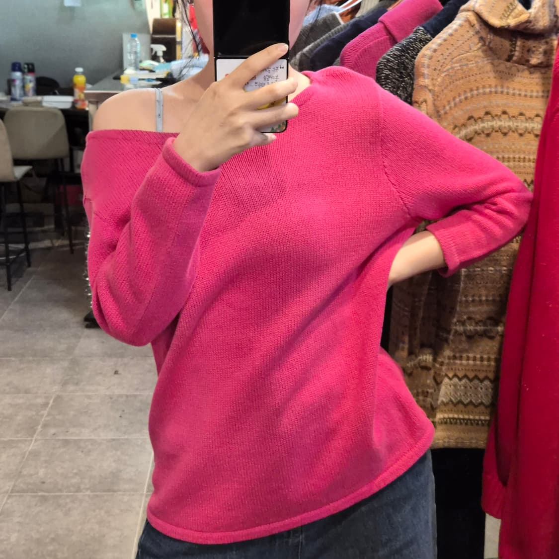 [NO.9] 로렌 보트넥 핫핑크 긴팔 니트 상품이미지3
