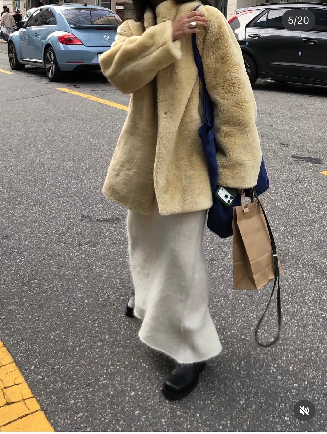 새상품)파르벵 farven 울 쉐어링 퍼 하프 자켓 코트 상품이미지2