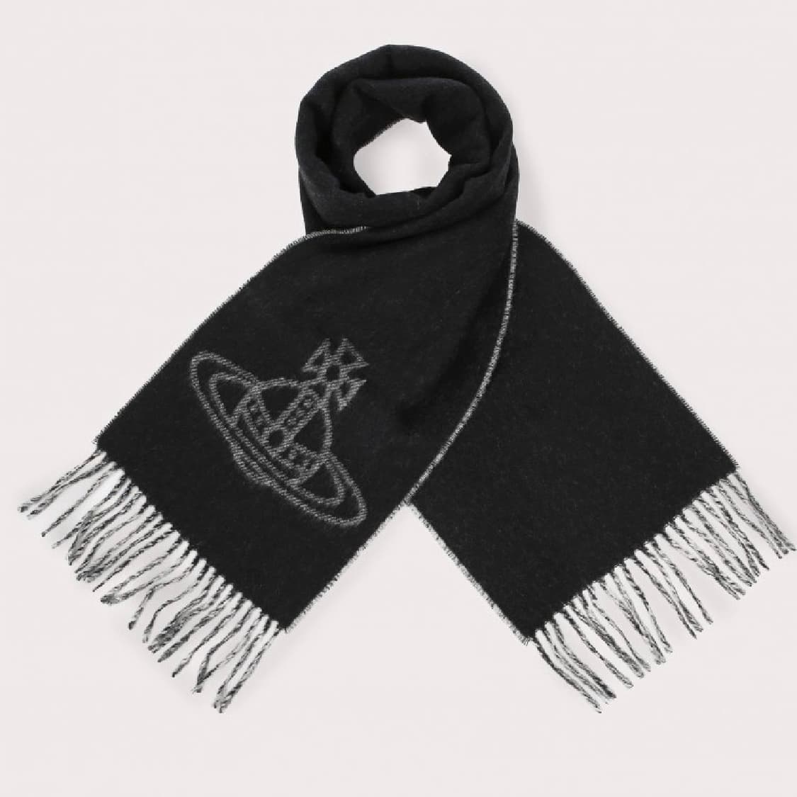 비비안웨스트우드 25fw 싱글 ORB 양면 머플러/블랙 상품이미지1